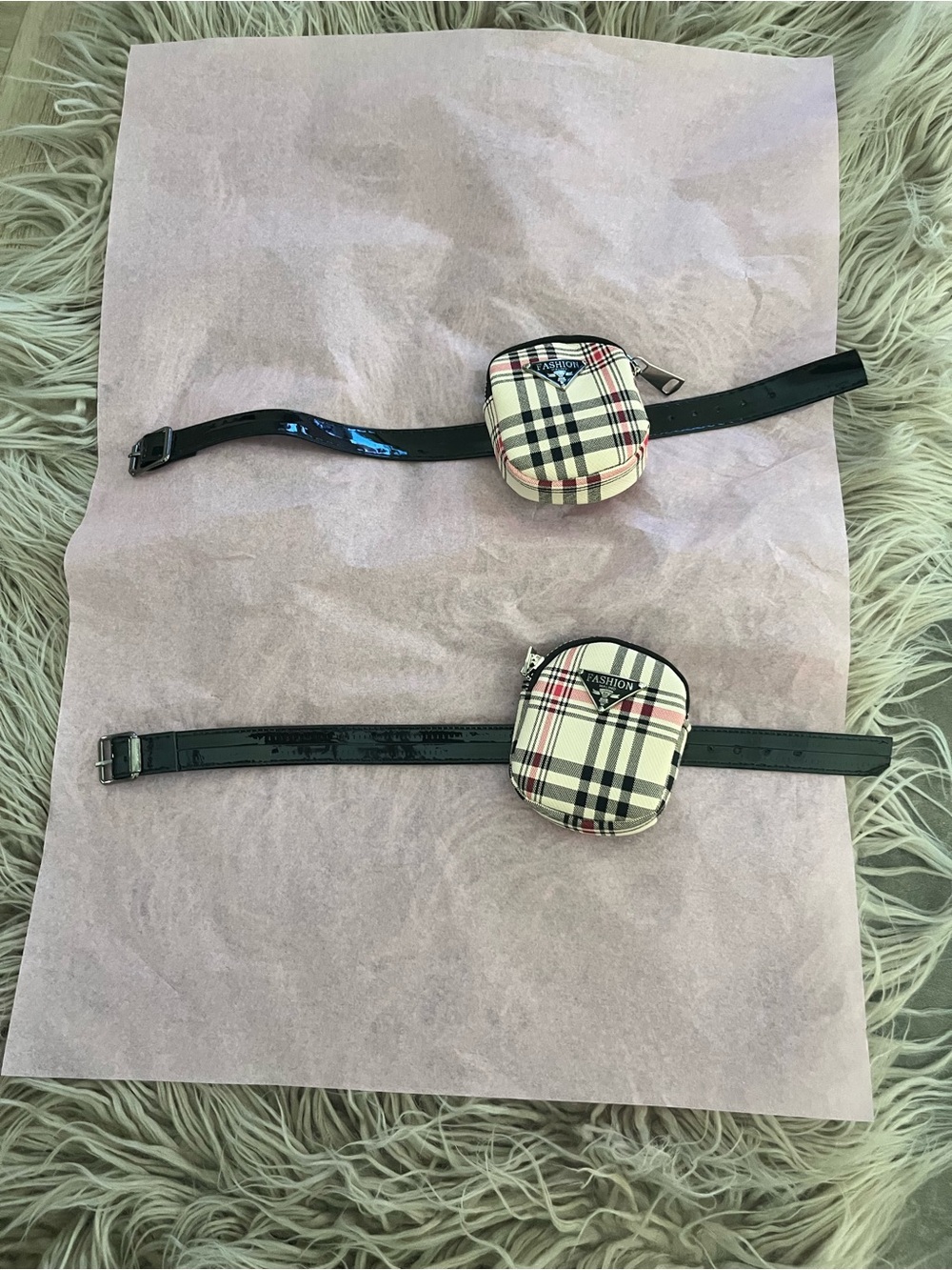Plaid Mini Belt Pouch - Black Strap